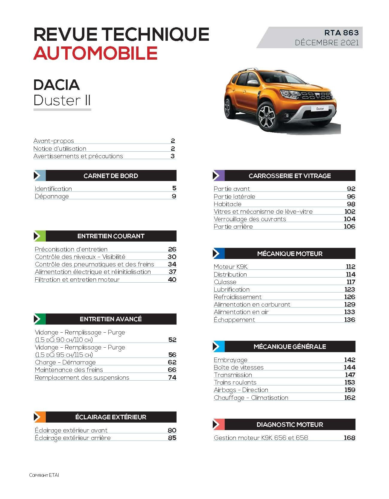 Sommaire RTA Duster 2